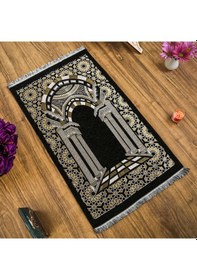 Resim Medine Lüks Şönil Seccade Siyah 66x116cm 520 Gr 