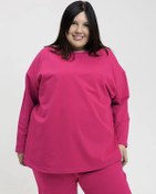 Resim Lookatmestore Büyük Beden Kadın Sweatshirt 258318414 Pembe 