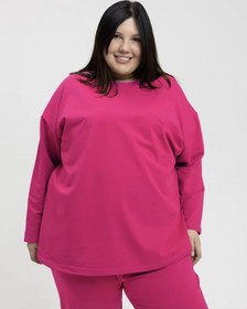 Resim Lookatmestore Büyük Beden Kadın Sweatshirt 258318414 Pembe 