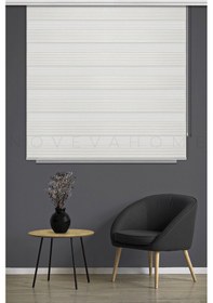 Resim Pliseli Zebra Stor Perde Ekru Ofis Mutfak Balkon Çocuk Odası Yatak Odası Salon Perdesi 15902 Ekru 