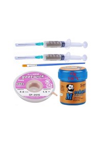 Resim Krem Lehim Sıvı Lehim Mchanc Solder Paste 42gr 138c Lehim Emme Temizleme Teli 2,0mm 5/1 Arada 