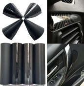 Resim Mat Siyah-7cmx150cm-karbon Fiber Araç Plakası Su Geçirmez Siyah Vinil Wrap Rulo Mat Siyah Sarma Folyo Konsol Bilgisa 