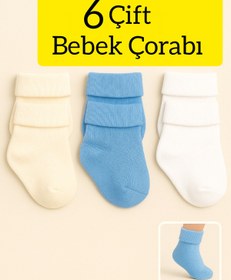 Resim Akface 6 Çift Pamuklu Erkek Bebek Çorap & Eldiven 0-6 Ay 