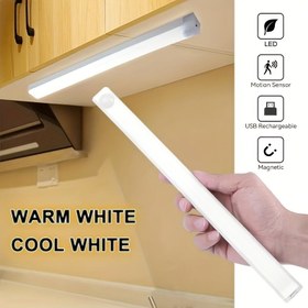 Resim 1 adet Kablosuz LED Hareket Sensörlü Işık Çubuğu - USB Şarj Edilebilir, Mutfak, Dolaplar, Koridor, Merdivenler ve Ev Dekoru için Sıcak Beyaz Parıltılı Manyetik Gece Lambası, Şarj Edilebilir Hareket Sensörlü Işık 