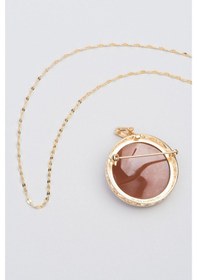 Resim So Chic Cameo Italiano 18 Ayar Sarı Altın Kaplama 50 CM Gümüş Broş ve Kolye 