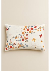 Resim Kelebek Kırmızı Desenli 2 Li Yastık Kılıfı Pamuklu Kumaş Fermuarlı Kırmızı 