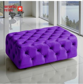 Resim Smarto Relax Puf Guarda Ayaksız Kapitoneli Dekoratif 80x40x45 Cm Mor Mor 