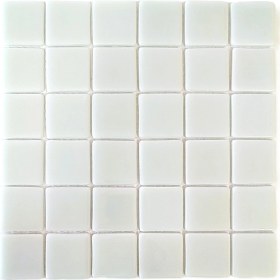 Resim Mutfak Tezgah Arası, Havuz, Banyo, Sauna, Spa, Iç ve Dış Dekorasyonda Tüm Yüzeyler Için, 50X50MM. Beyaz, 31.5X31.5CM. Fileli Cam Mozaik. (10 File Karo = 1 M2 Fiyatıdır ) 