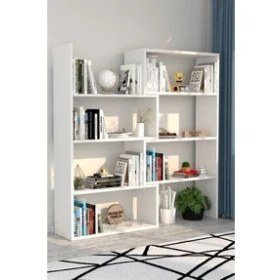Resim Modern Kitaplık Beyaz 1. Sınıf Suntalam 118x120x20 cm Minimalist Tasarım Ev ve Ofis Kullanımı 