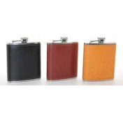 Resim Ynt İthalat Paslanmaz Çelik Tekli 7 Oz Derili Matara ALK2660 