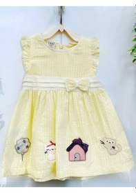 Resim Zekids Kız Bebek Fiyonklu Patch Nakışlı Elbise-14527 Sarı 