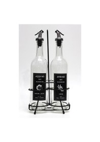 Resim 2 Adet Şeffaf Dibi Çukur 750 Ml Etiketli Yağlık Ve Siyah Stant 