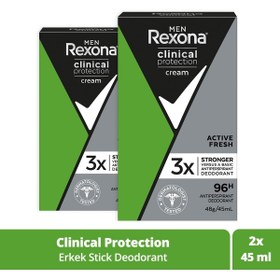 Resim Rexona Men Clinical Protection Stick Deodorant Active Fresh 96 Saate Kadar Koruma 45 ml X2 Adet 