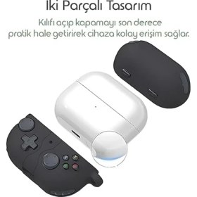 Resim Galaxy Buds 3-Pro-3 Fe Için Kulaklık Kılıfı Darbe Emici Köşe Korumalı Buds 3 Pro Koruyucu Yumuşak Tpu Oyun Konsolu Görünümlü Buds 3 Pro Kılıfı (Koyu Gri) 