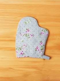 Resim Çiçek Baskılı Gri Yanmaz Çift Fırın Eldiveni 