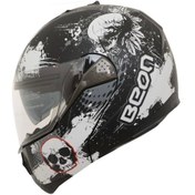 Resim Beon B700 Çene Açılır Kurukafa Kask Beyaz - Mat Siyah 