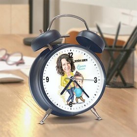 Resim Annesi ve Oğlu Karikatürlü Çalar Saat 