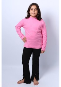 Resim Kız Çocuk Triko Düz Badi Balıkçı Yaka D1 Pembe 