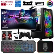 Resim Xaser ABYSSX2 i5-12400F 16 GB 512 GB M.2 NVMe SSD 8 GB RX580 23.8" Free Dos Masaüstü Oyuncu Bilgisayarı 