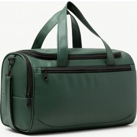 Resim Kaff Haki Suni Deri Yan Ayakkabı Bölmeli Unisex Geniş Hacimli Seyahat Spor Fitness Spor Çantası - 00124 