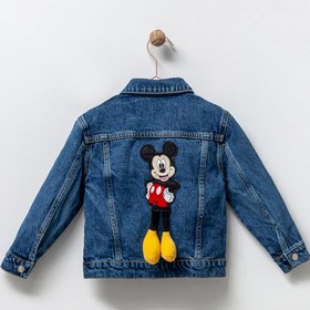 Resim Magu Çocuk Mickey Mouse Mavi Denim Kot Ceket 