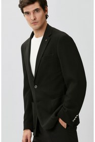 Resim Network Slim Fit Siyah Mono Yaka Gofreli Örme Ceket 