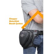 Resim Forte Gt Tex 45 Chopper Bacak Çantası Suni Deri Çanta Motosiklet Bacak Ve Bel Çantası Siyah 