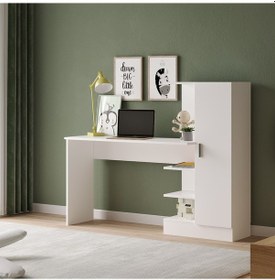 Resim Robinhome Robin Home Arthur Kitaplıklı Çalışma Masası Beyaz 