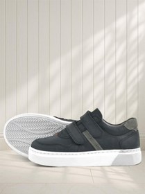 Resim Rakerplus Hakiki Deri Siyah Cırtlı Erkek Çocuk Sneaker 