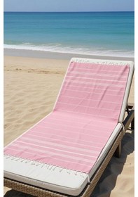 Resim Mika %100 Pamuk Peştemal Havlu 100x180 Cm Plaj Havlusu, Hamam Peştemali, Hızlı Kuruyan Hafif Banyo Havlusu Pembe 