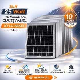 Resim Sed Slr 25 Watt Monokristal Güneş Paneli 10’lu Paket 