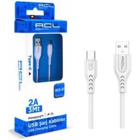 Resim Acl USB Type C Sarj Data Kablosu Ack-67 Beyaz 