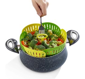 Resim LTG Nova Plastik Katlanır Buharda Pişirme Aparatı Sağlıklı Haşlama Sepeti 