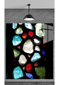 Resim Renkli Taş Tablosu Temperli Cam Üzerine Sevgilinize Yılbaşı Hediye 