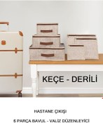 Resim Realwest Hastane Çıkışı 6 Parça Bavul Valiz Düzenleyici Organizer Derili Keçe Kahve 