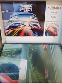 Resim Altınbaşak %100 Pamuk Tek Kişilik Nevresim Takımı Turbo Sky 