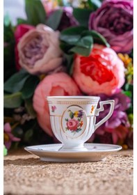 Resim Acar Shirley 6 Kişilik Porselen Kahve Fincanı Takımı Desen2 6055 Çok Renkli 