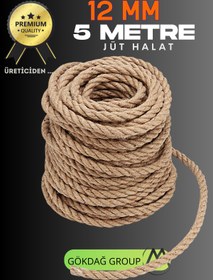 Resim GÖKDAĞ GROUP 12 MM 5 Metre Jüt Halat Dekoratif Hasır İp 