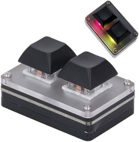 Resim 2 Tuşlu Klavye, 5V 1A Akrilik Kablolu Mini Mekanik Oyun Tuş Takımı, Programlanabilir Kısayol Tuşu Kopyala Yapıştır Geri Al Yinele RGB Arkadan Aydınlatmalı Mini USB Tuş Takımı 