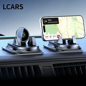Resim LCARS 360° Dönebilen Araba Telefon Tutucu, ABS Malzeme ve Silikon Kaymaz Tutuş, Ayarlanabilir Gösterge Paneli Montajı, Uyumluluk, Araba, Ofis ve Evde Yatay/Dikey Ekran Kullanımı için Net Görüş 