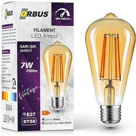 Resim Orbus 7W E27 Filament Dim Edilebilir Led Ampul - DST58 
