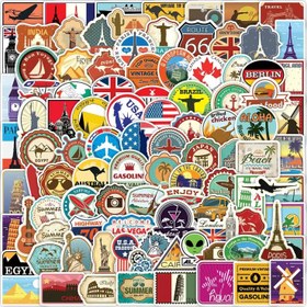 Resim Seyahat Sticker Seti | 50 Parça Dünya Turu Valiz Etiketi | Sticker Master - Model 1 