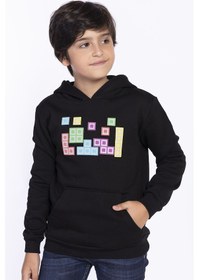 Resim Toontoy Kids Toontoy Erkek Çocuk Baskılı Kanguru Cepli Sweatshirt Siyah 