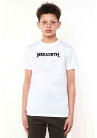 Resim Tshirthane Megadeth Logo Baskılı Unisex Çocuk Beyaz Tshirt 