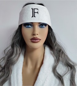 Resim ANERA TOWEL F Harf Nakışlı Saç Bandı %100 Pamuklu Havlu Makyaj Bandı Sporcu Saç Ter Bandı 