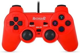 Resim Kontorland Kablolu PC Gamepad – D-Input & X-Input Destekli Çift Titreşimli USB Oyun Kolu (Kırmızı) 