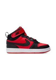 Resim Nike Court Borought Mid2 Leather Kids Sneaker Hakiki Deri Lastik Bağcıklı Cırtlı Bebek Ayakkabısı Kırmızı Siyah - Kırmızı 