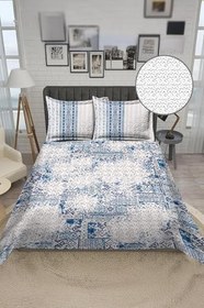 Resim Parlak Kadife Kumaş Kapitoneli Çift Kişilik Yatak Örtüsü Seti (3 Parça) CKY0062 