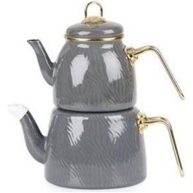 Resim Acar Hüma Qualite Emaye Çaydanlık Takımı Gri 