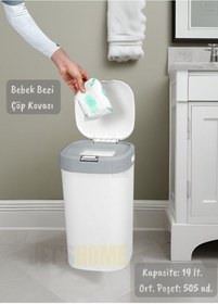 Resim Jet's Home Bebek Bezi Kovası Kokusuz Kendinden Poşetli Kartuşlu Bebek Bezi Çöp Kovası 19 Lt. 